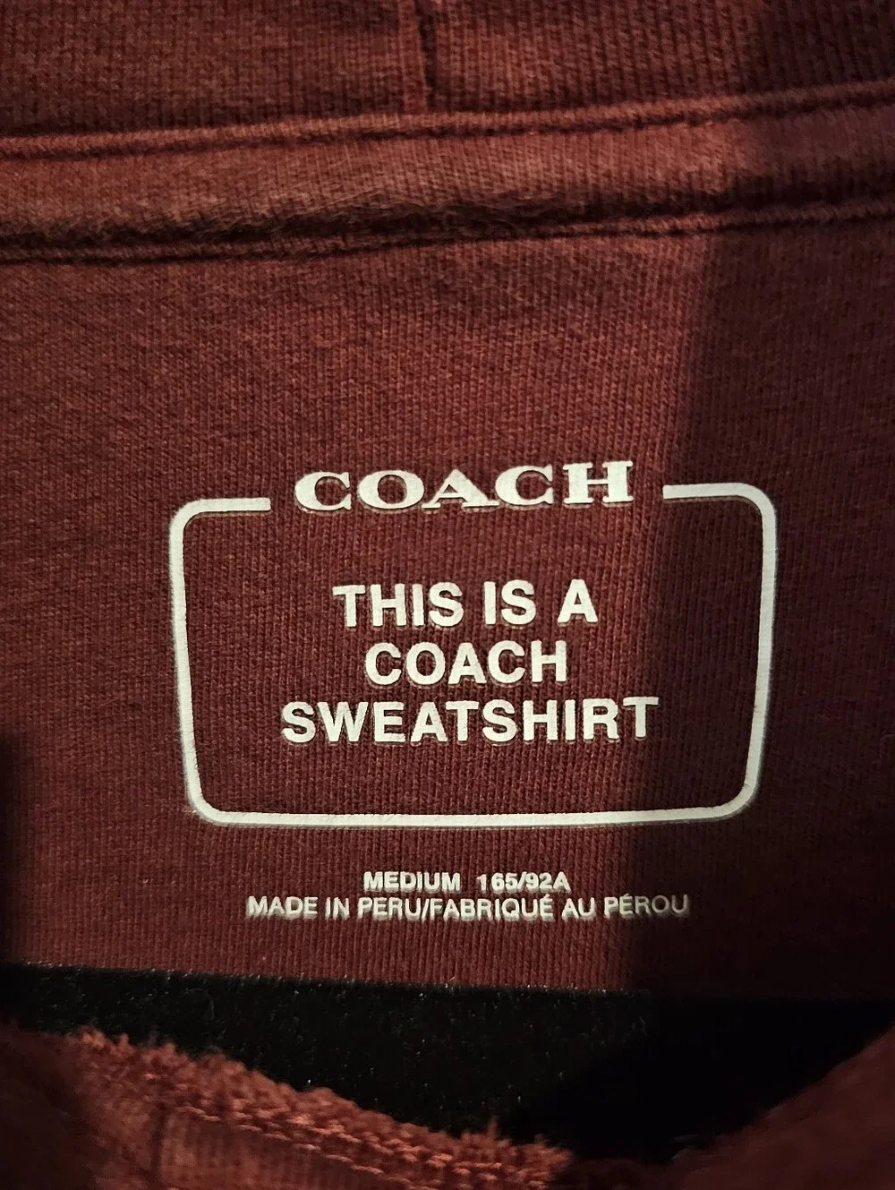 Coach Logo Tape Hoodie Burgundy